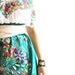 Peacock Mexican vintage embroidered bubble skirt deep teal