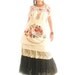 Mexican Embroidered peacock maxi Dress lace ruffled Natural eco friendly manta colorful embroidered