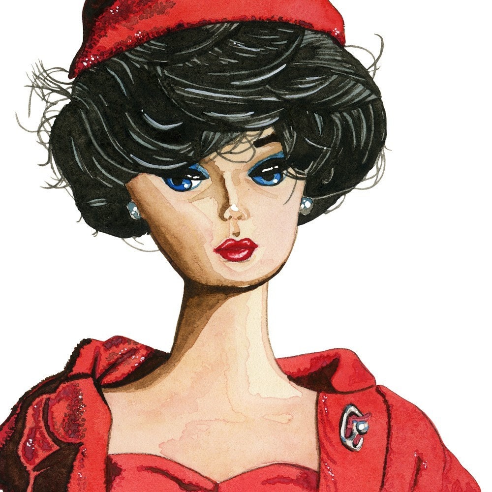Red Hat Barbie Square Print
