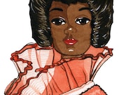 Fuzzy Peach Robe Barbie Watercolor 8x10 Print