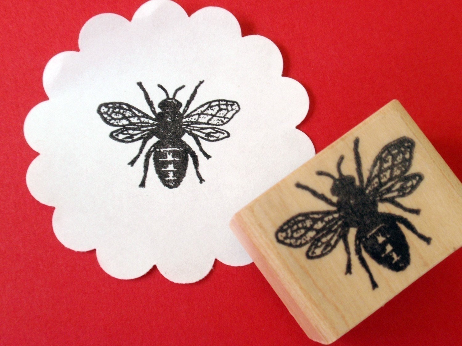 Bee Rubber Stamp -  Antique Image - Handmade by BlossomStamps