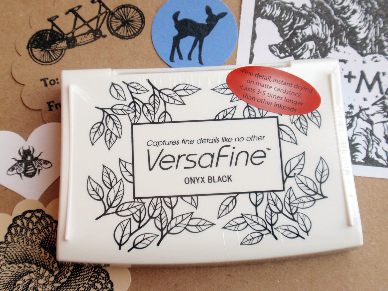 Black Ink Pad - Versafine by Tsukineko - Full sized  - The BEST ink for Detailed Rubber Stamps says Blossom Stamps