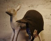 owl dreaming WARM wool Winter ear flap cap - MEDIUM
