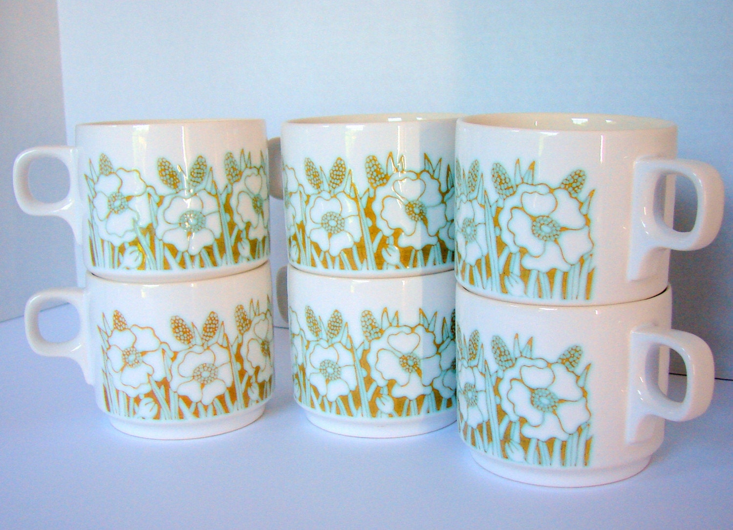 Vintage Hornsea Fleur Set of Six Tea or Coffee Cups