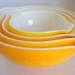 Vintage Pyrex Yellow Daisy Cinderella Bowl Set