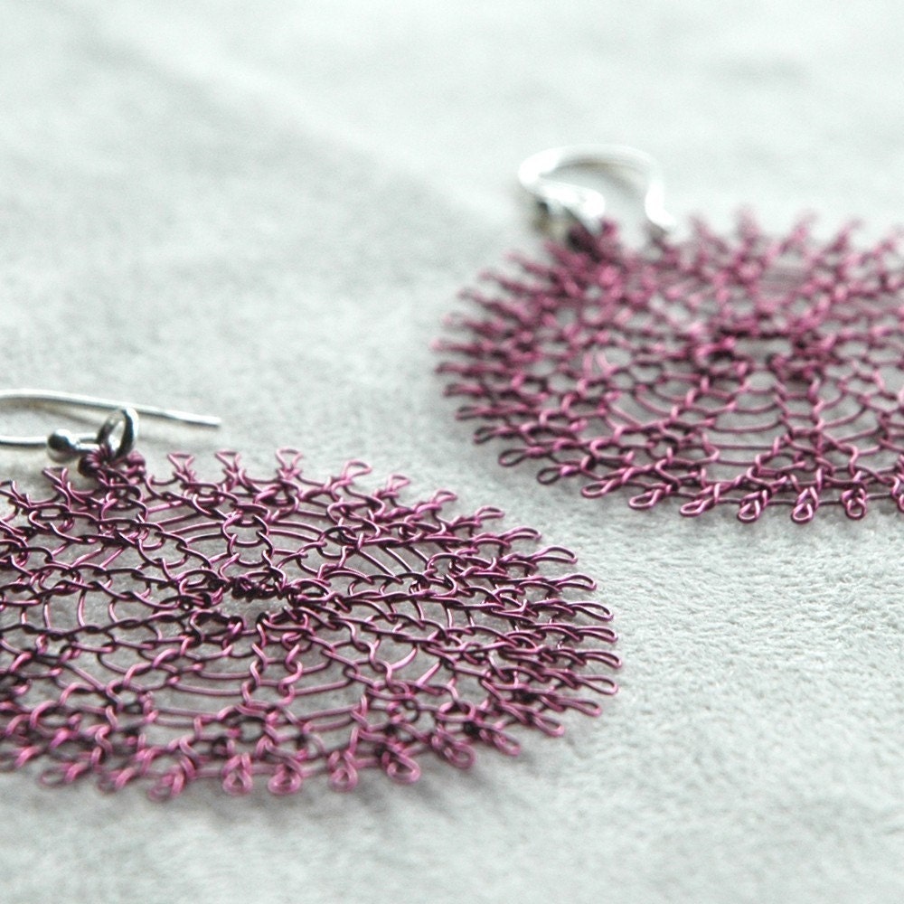 Purple flower earrings , vineyard fall fashion