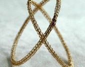 GOLD bangle bracelets, wire crochet jewelry gold filled bangles, two handmade bangles