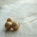 3 faux pearl gold necklace, wire knitted beads on a long chain, gold filled, white faux pearl