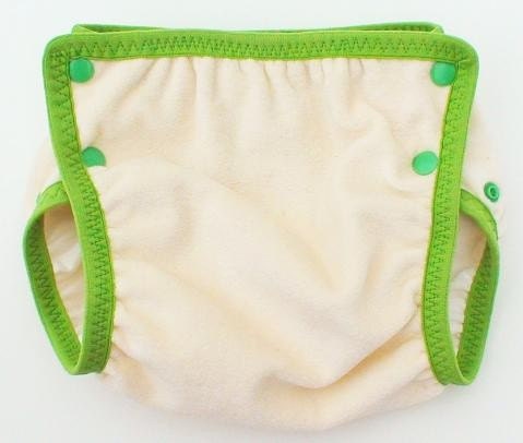 Diaper cover - ORGANIC COTTON VELOUR  in LIGHT GREEN