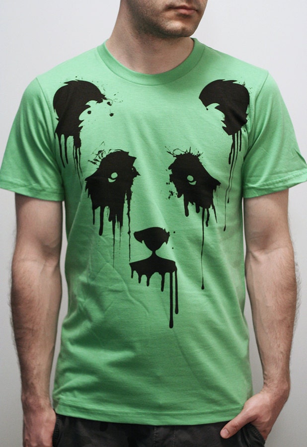Vanishing Panda on American Apparel Mens t shirt / Unisex t shirt with Eco Ink ( Panda t shirt )