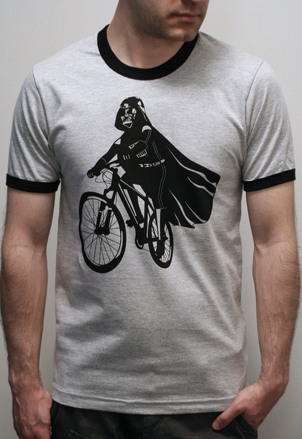 Darth Vader is Riding It - Mens / Unisex T Shirt printed with ECO ink ( Star Wars Darth Vader bike shirt)