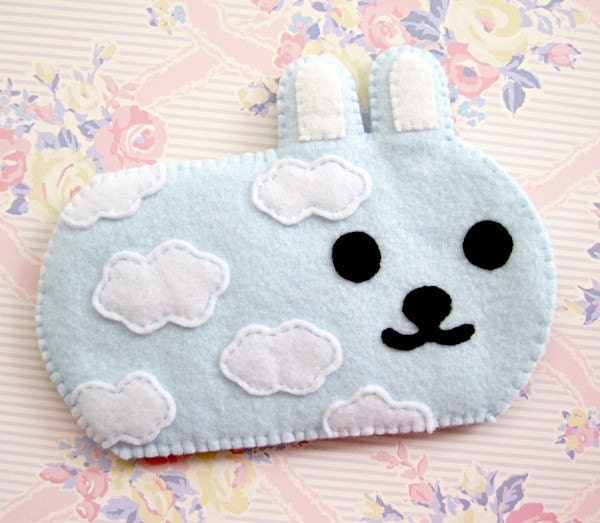 Happy Cloudy Sky Pill Rabbit Phone Camera Felt Case
