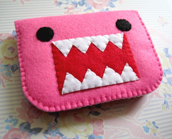Bright Hot Pink Monster Felt Wallet Case Cards Cash