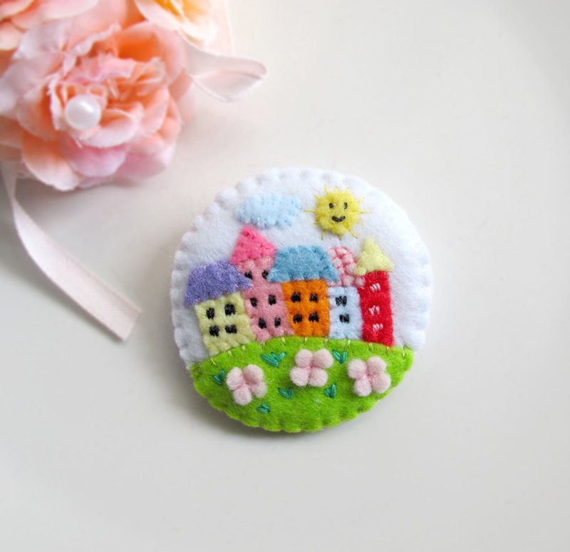 My Little Cute Colorful Neighbour Houses Brooch Pin 2