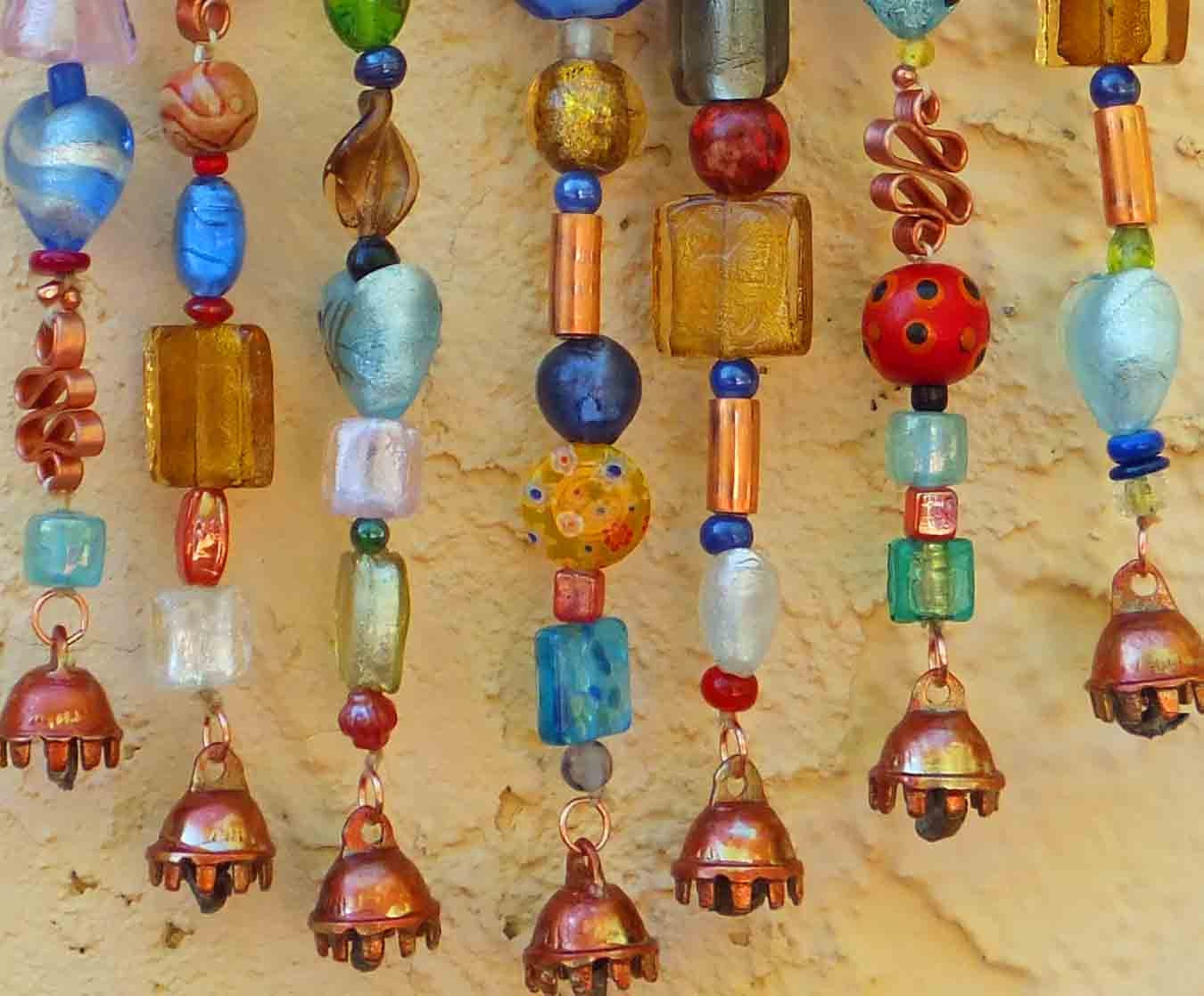 Beaded Wind Chime Suncatcher on Cholla Wood with Bells