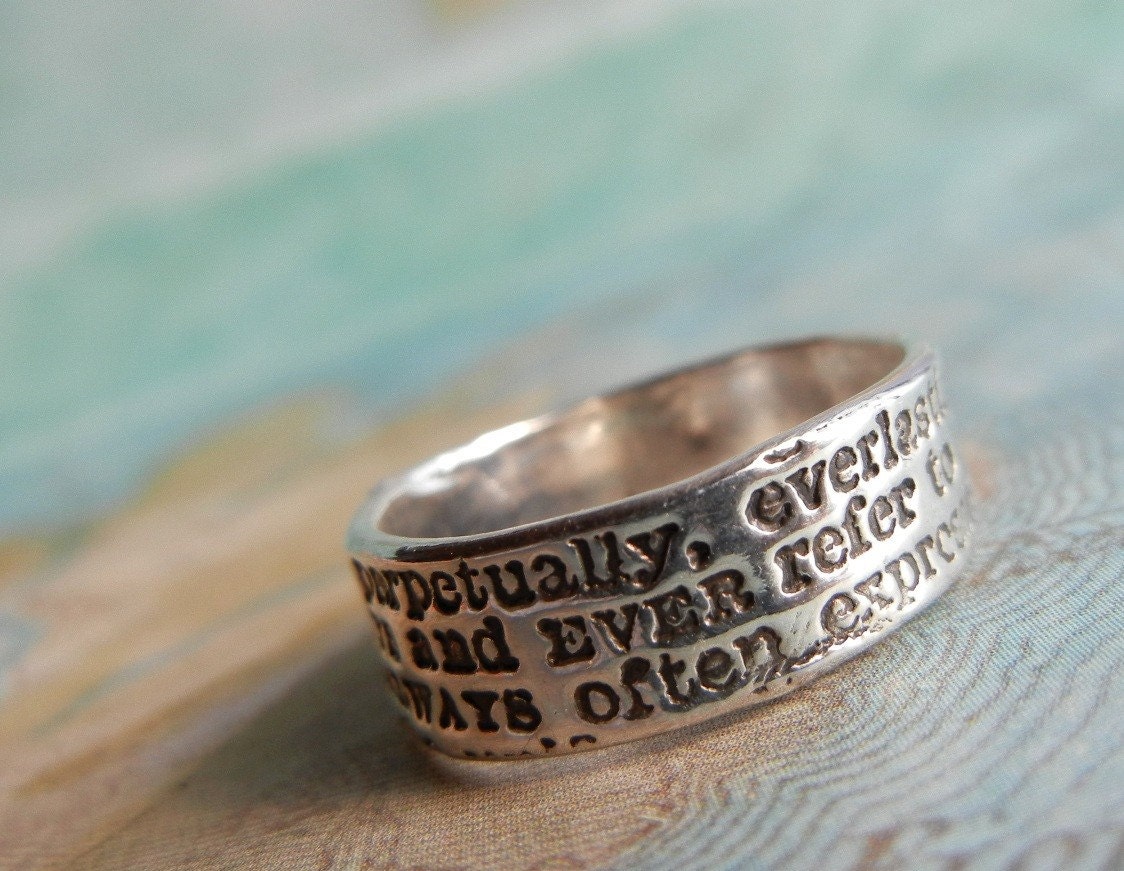 Always Definition, Commitment Ring in Recycled Fine Silver, Eco Friendly Gift for Her or Him, Custom Sizes 4 5 6 7 8 9 10 11 12 13 14 15