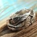 Unique Silver Jewelry, Silver Ring, Gathered Wings, Custom Size Ring in Oxidized Fine Silver, Whole Half Sizes 4 5 6 7 8 9 10 11 12 13 14 15
