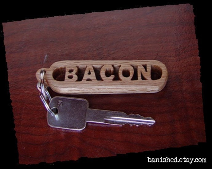 bacon wood Key Chain