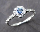 Blue Sapphire Twig Halo Ring in 14k Gold