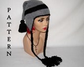 PATTERN for Gray and Black Knit Toque Stocking Cap PDF