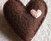 Valentine chocolate heart pin brooch in felt  Ready to ship