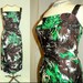 1950's Silk Bold Green TROPICAL Hawaiian Orchid Print Wiggle Dress Vintage 50's Exotic Ruched Draped Bombshell Couture Cocktail Party Dress