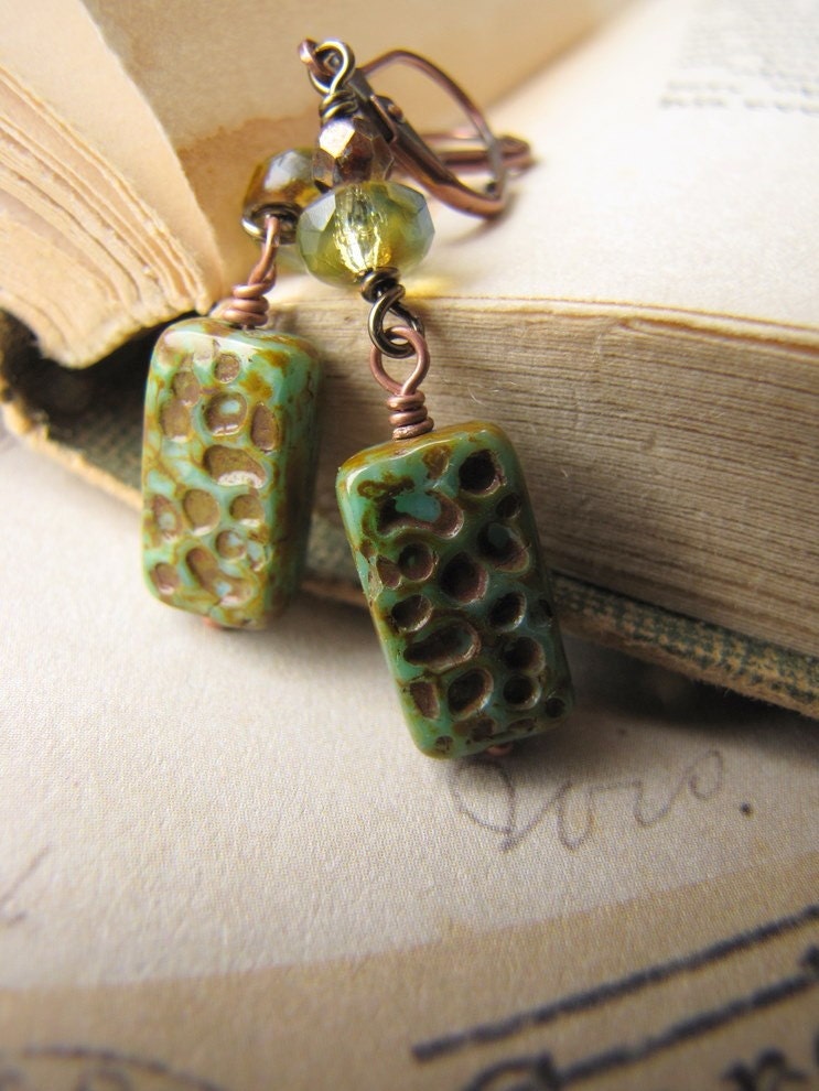 Urban Nature - Copper and Glass Earrings