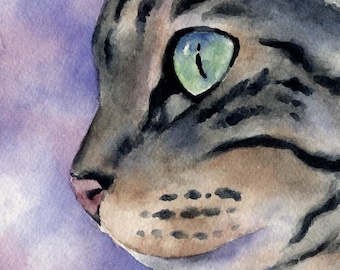 TABBY CAT Art Print Signed by Artist DJ Rogers