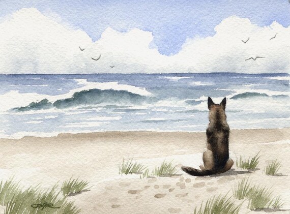 GERMAN SHEPHERD Dog Signed Art Print by Artist DJ Rogers