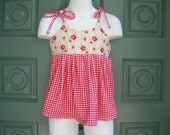 SALE Toddler's Vintage Style Gingham and Cottage Rose DRESS, Matching Leggings
