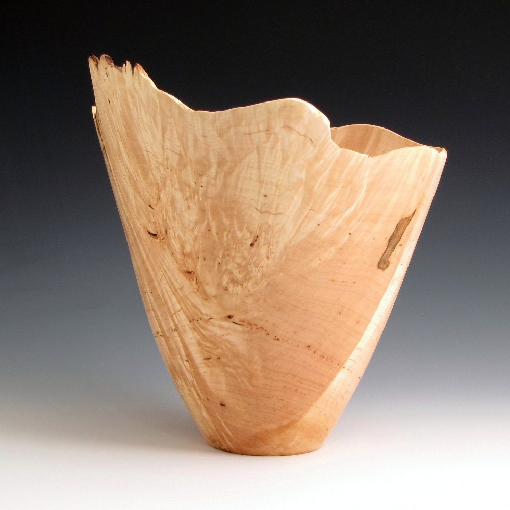 Natural Edge Maple Burl Wood Turned Bowl