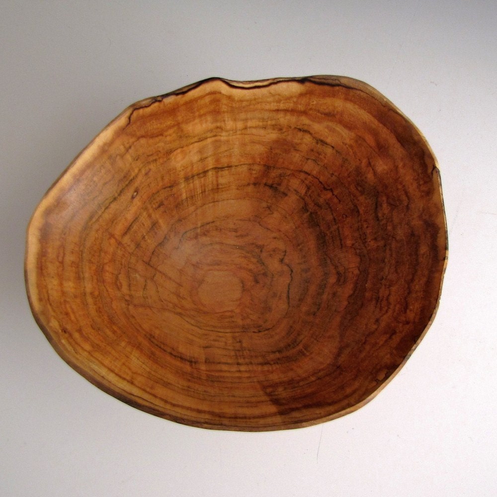 Natural Edge Maple Burl Hand Turned Wood Bowl