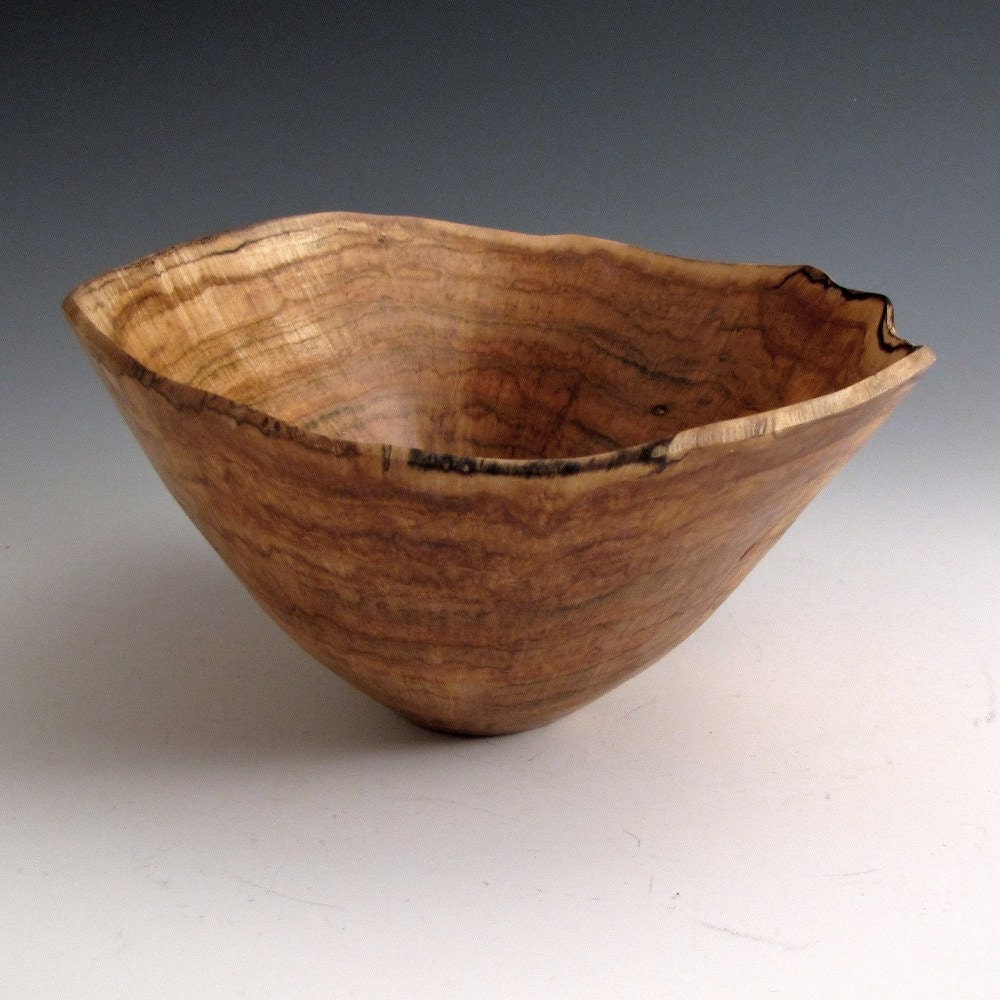 Natural Edge Maple Burl Hand Turned Wood Bowl