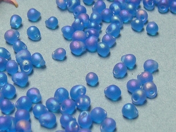 10 grams of Japanese Fringe Beads - Matte Rainbow Medium Blue Color