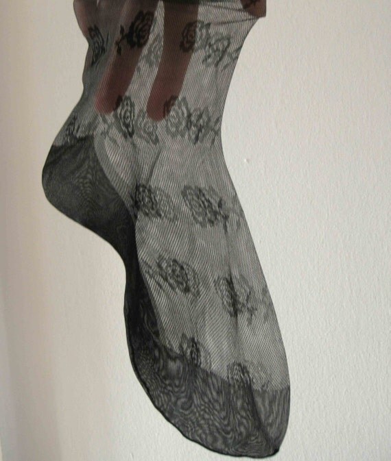 60s rosebud pattern textured nylon stockings 3 pairs by whyteboots