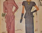 late 1940s Dress with Fishtail Peplum - 34 bust - McCall 7019