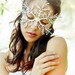 Snowflake leather mask in white