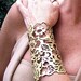 Cuff "Floral" in gold leather 5-3/4" wrist
