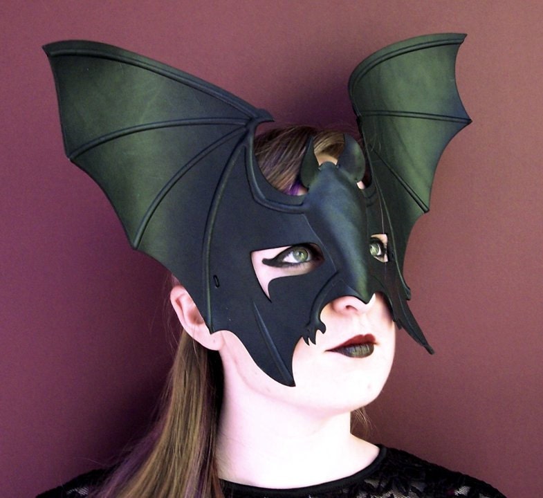 Bat Mask in Black Leather