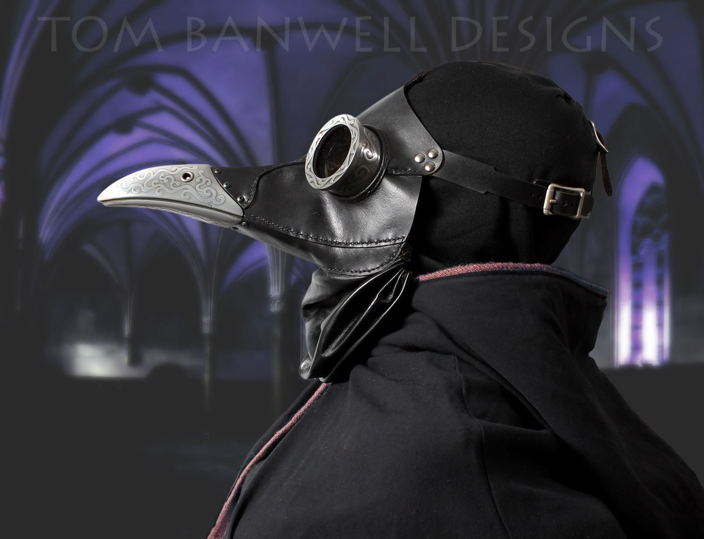 Steampunk Plague Doctor Mask in black "Ichabod"