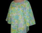 Vintage 60s Pastel Flower Power Tunic Top L