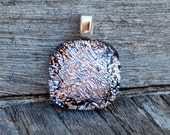 Fused Glass Pendant Moonstone Silver Dichroic Petite Size Jewelry