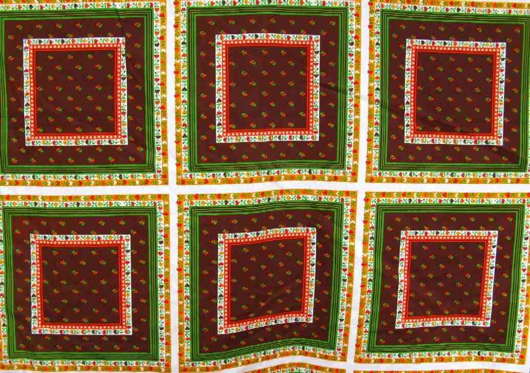 vintage fabric - faux log cabin patchwork - 1970