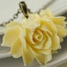 Pendant Necklace - Flower Necklace - Ivory Rose Necklace Brass Jewelry - Argentina Necklace in Creamy Ivory