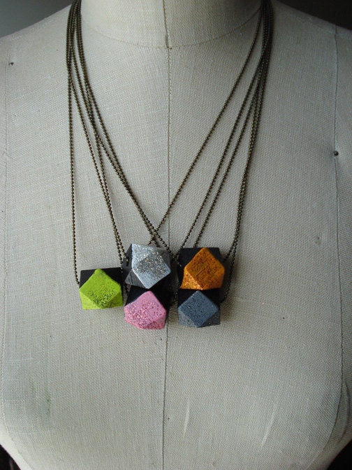 Faceted wooden bead necklace
