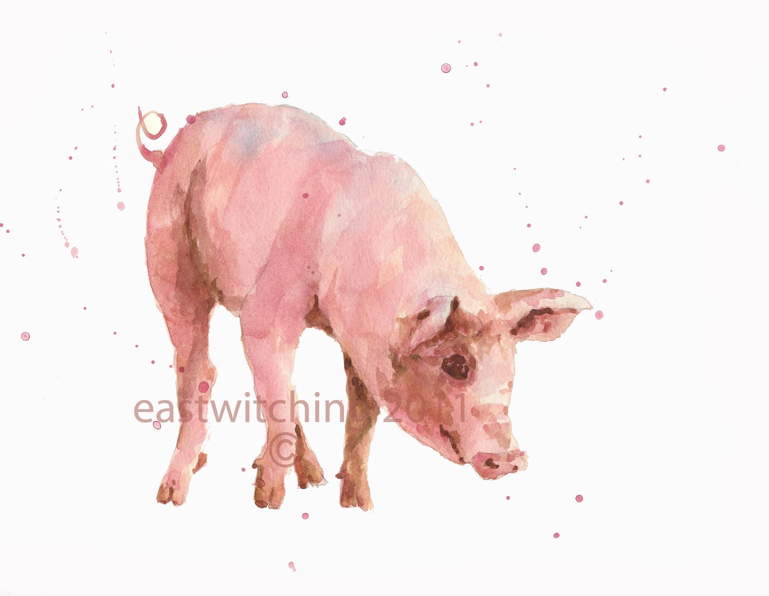 NURSERY PIGLET Print, pink pig, peppa pig, cute animal art, nursery art