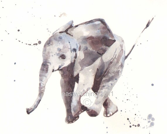 Cute ELEPHANT Print by eastwitching on Etsy