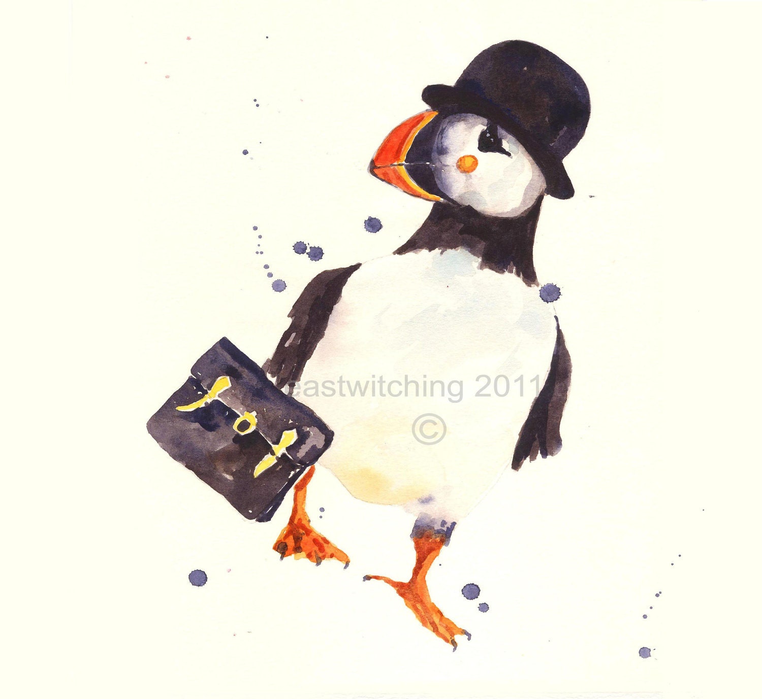 PUFFIN Print, Funny Boss Gift, Watercolor Puffin, whimsical puffin