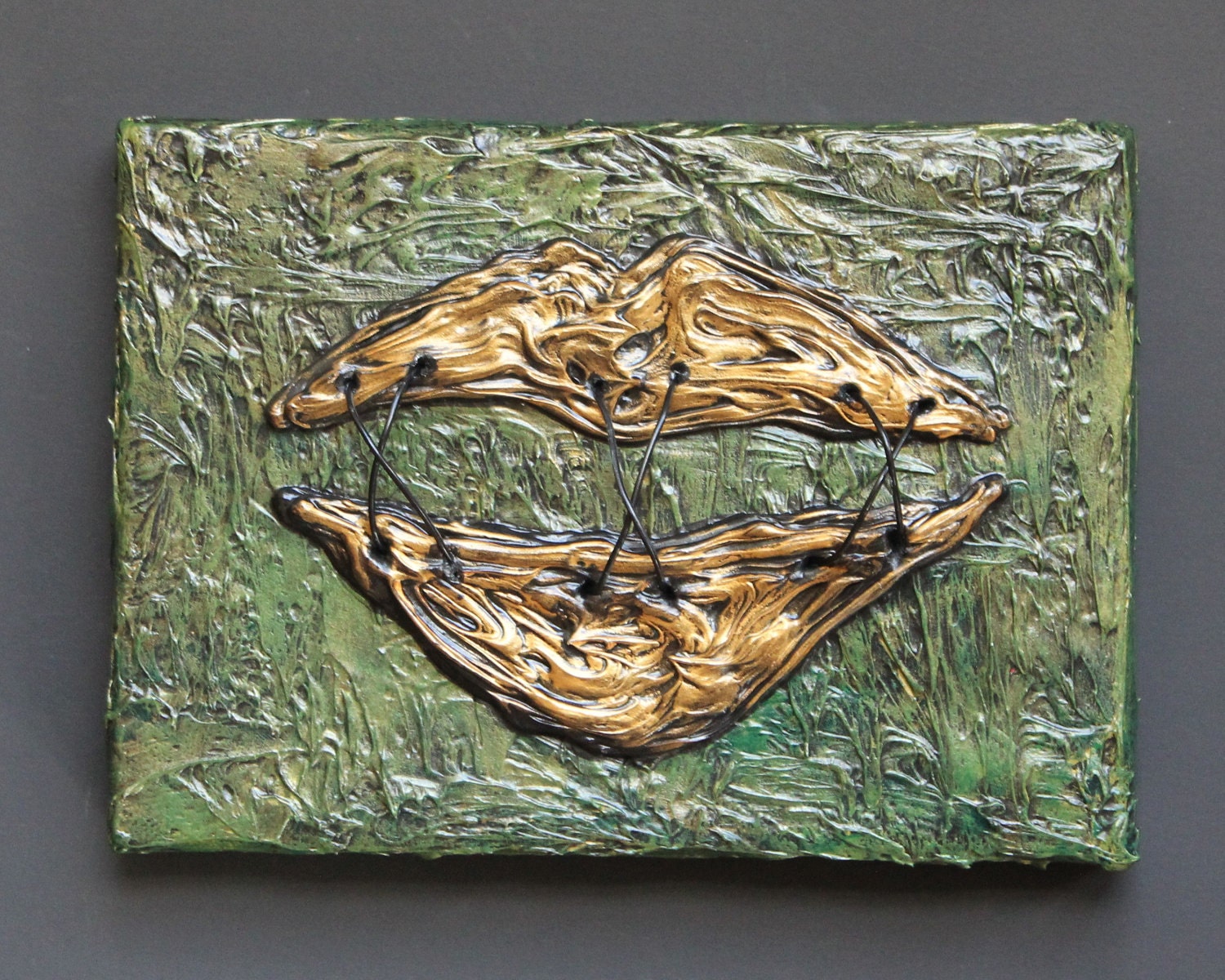 Silence Is Golden Mixed Media Textured Art Canvas Painting