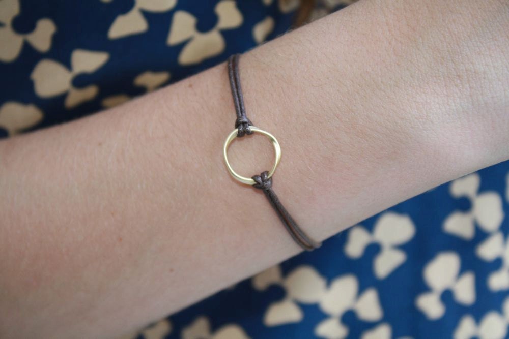 Circle Bracelet, Circle, Cord Bracelet, Gold Ring Bracelet, Infinity, Karma, Simple Modern Bracelet